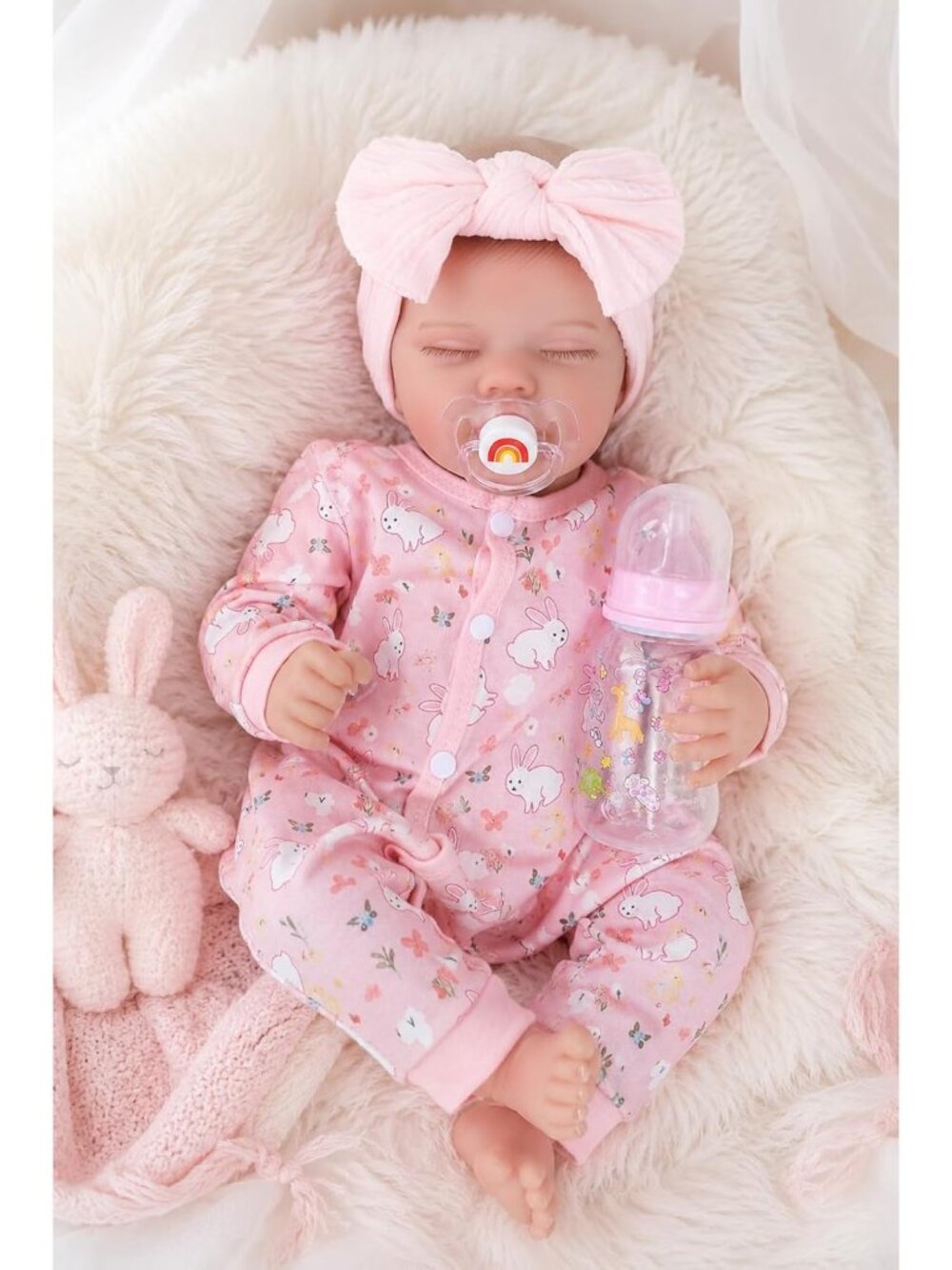 18in Sleeping Reborn Baby Doll Girl Rooted Lashes Soft Poseable Body